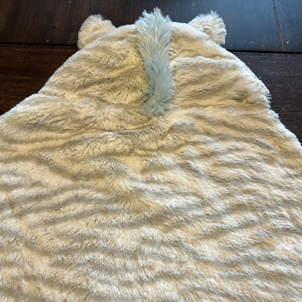Nat & Jules Gray/White/Blue Plush Zebra Stripe Furry Infant Hoodie
